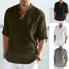 Men's Standing Collar Casual Shirt