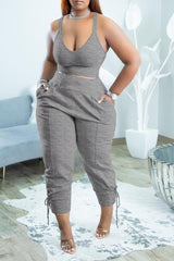 Deep V-Neck Oversized Two Piece Sets