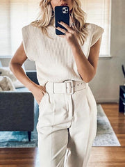 Plain high neck sleeveless fashion sweaters vests