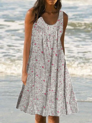 Plus Size Floral Print Beach Women Summer Midi Dresses Vacation dresses