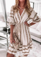Print Lace Sleeveless A-line Above Knee Skater Dresses