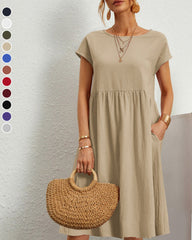 Casual Cotton Round Neck Dress