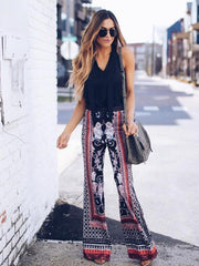 Printed Wide Leg Casual Pants