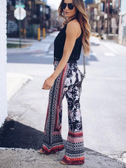Printed Wide Leg Casual Pants