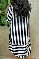 Casual Striped Lapel Shirt Dress