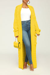 Trending Cable Knit Cardigan With Dual Pocket