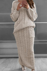 Casual Knit Patched Sweater Set