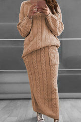 Casual Knit Patched Sweater Set