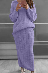 Casual Knit Patched Sweater Set