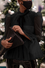 Elegant Flounce Sleeve Mesh Top