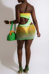 Fashion Sexy Print Hollowed Out Backless Swimwears (Without Paddings)