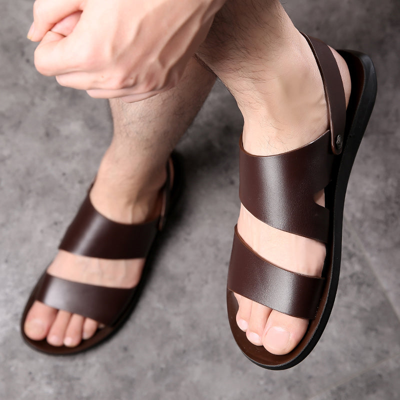 Men'S Genuine Leather Beach Sandals