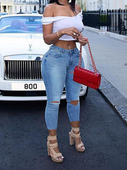 Back Colorful Bandage Denim Plus Size Ripped Jeans