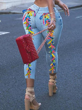 Back Colorful Bandage Denim Plus Size Ripped Jeans