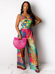 Sexy Plus Size Printed Camisole Jumpsuit