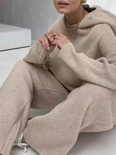 HOODED TOP & WIDE LEG FLARED PANTS SUIT