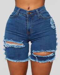 Sexy Perforated Denim Shorts