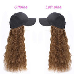 Long Synthetic Baseball Cap Wig Natural For Girl Party