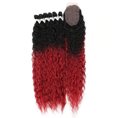 Curly Hair With Closure Soft Synthetic Hair Heat Resistant