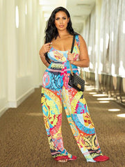 Sexy Plus Size Printed Camisole Jumpsuit
