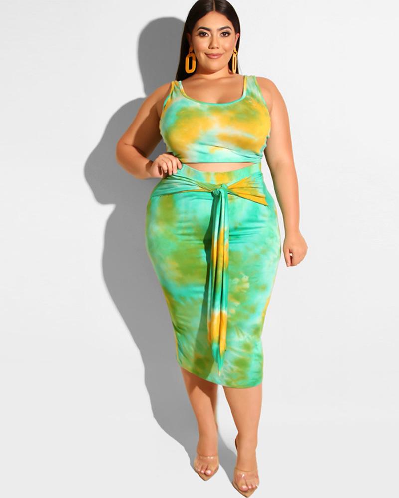 CURVY TIED IN KNOT SKIRT SET - 6 Colors