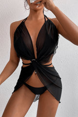 Fashion Sexy Solid Bandage Backless Swimwears Three-piece Set (With Paddings)