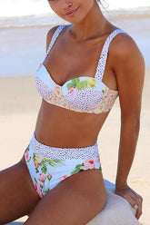 Floral Print High Waist Bikini Set