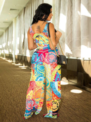 Sexy Plus Size Printed Camisole Jumpsuit