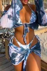 Vacation Patchwork Tie-dye Swimwears
