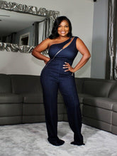 Zipper Detail Denim Jumpsuit