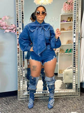 Put A Bow On It Denim Romper