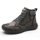 Men Warm Casual Thick-Soled High-Top Leather Plus Velvet Boots