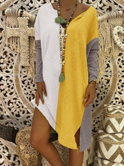Outdoor Color-Block Shift Cotton-Blend Dresses