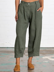 Plus Size Linen Women Loose Capri Pants With Pockets