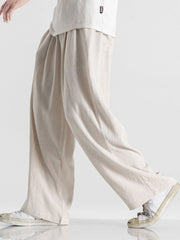 Linen And Cotton Blend Wide Leg Pants