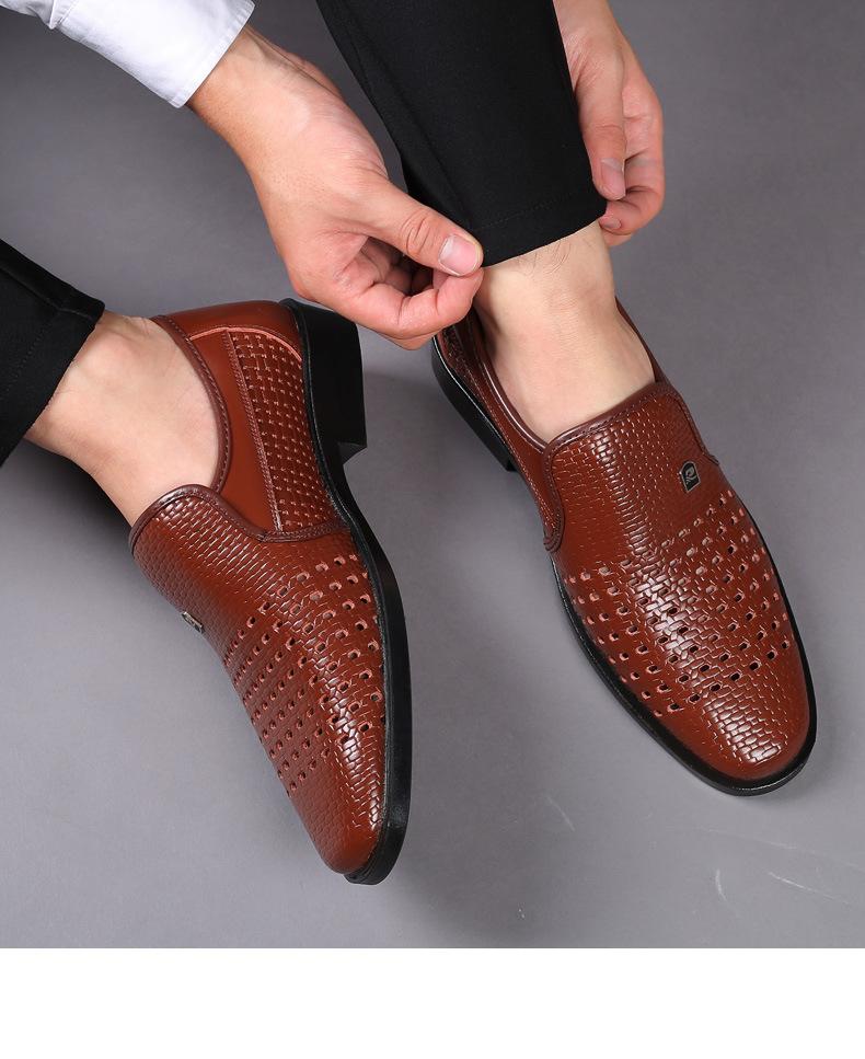Hollow Breathable Men Genuine Oxford Leather Formal Shoes
