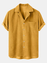 🔥Clearance Sale Alert: Short Sleeve Corduroy Shirt - Yellow / XL