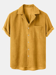 🔥Clearance Sale Alert: Short Sleeve Corduroy Shirt - Yellow / XL