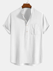 Linen Henley Collar Shirt