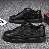 Cowhide Crocodile Print Sneakers