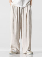 Linen And Cotton Blend Wide Leg Pants