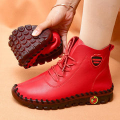 🔥Clearance Sale Alert: Leather Soft Sole Fleece Shoes - Red / US Size 10