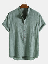 Short Sleeve Half Button Collar Shirt