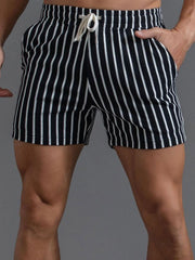 Cotton 3" Striped Drawstring Shorts
