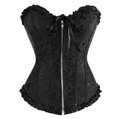 Overbust Corset Sexy Lace Plus Size Erotic Zip Floral Women Bustier C