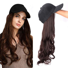 Long Synthetic Baseball Cap Wig Natural For Girl Party