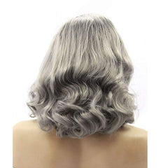 Silver Grey Synthetic Lace Short Wigs