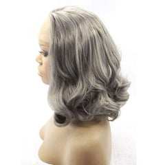 Silver Grey Synthetic Lace Short Wigs