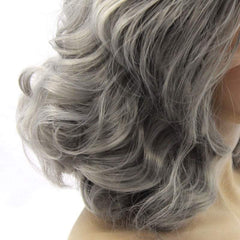 Silver Grey Synthetic Lace Short Wigs