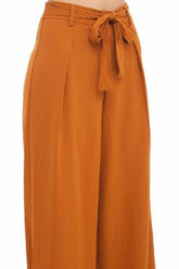 Orange Wide Leg Chiffon Palazzo High Waist Pants